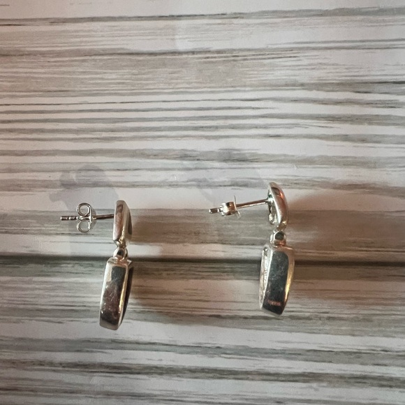 Rare Vintage Sterling .925 Rainbow Moonstone, or Opal Earrings - Picture 6 of 9